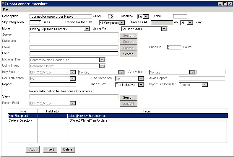 DataConnect Sales Order Text File Import